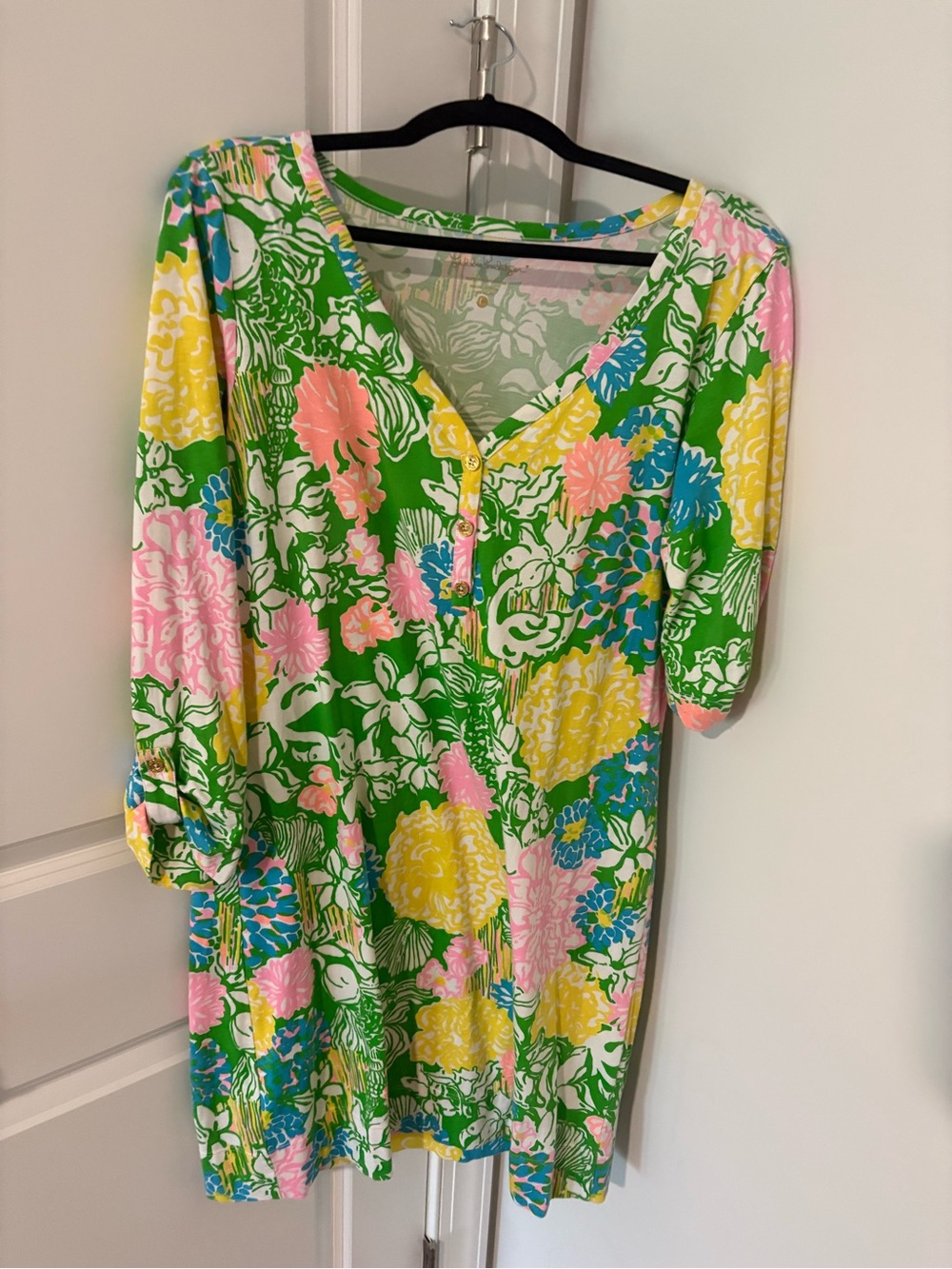 Lilly Pulitzer Palmetto knit dress in the Hibiscus Stroll pattern size large